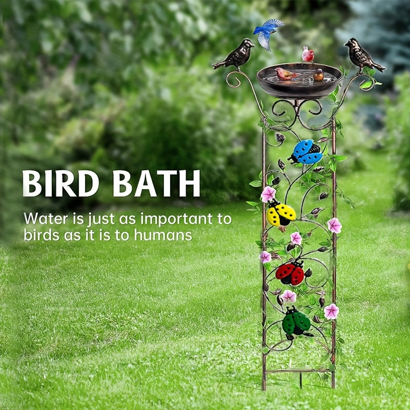Античная железная уличная купальня для птиц и садовая решетка с съемной опорой для вьющихся растений