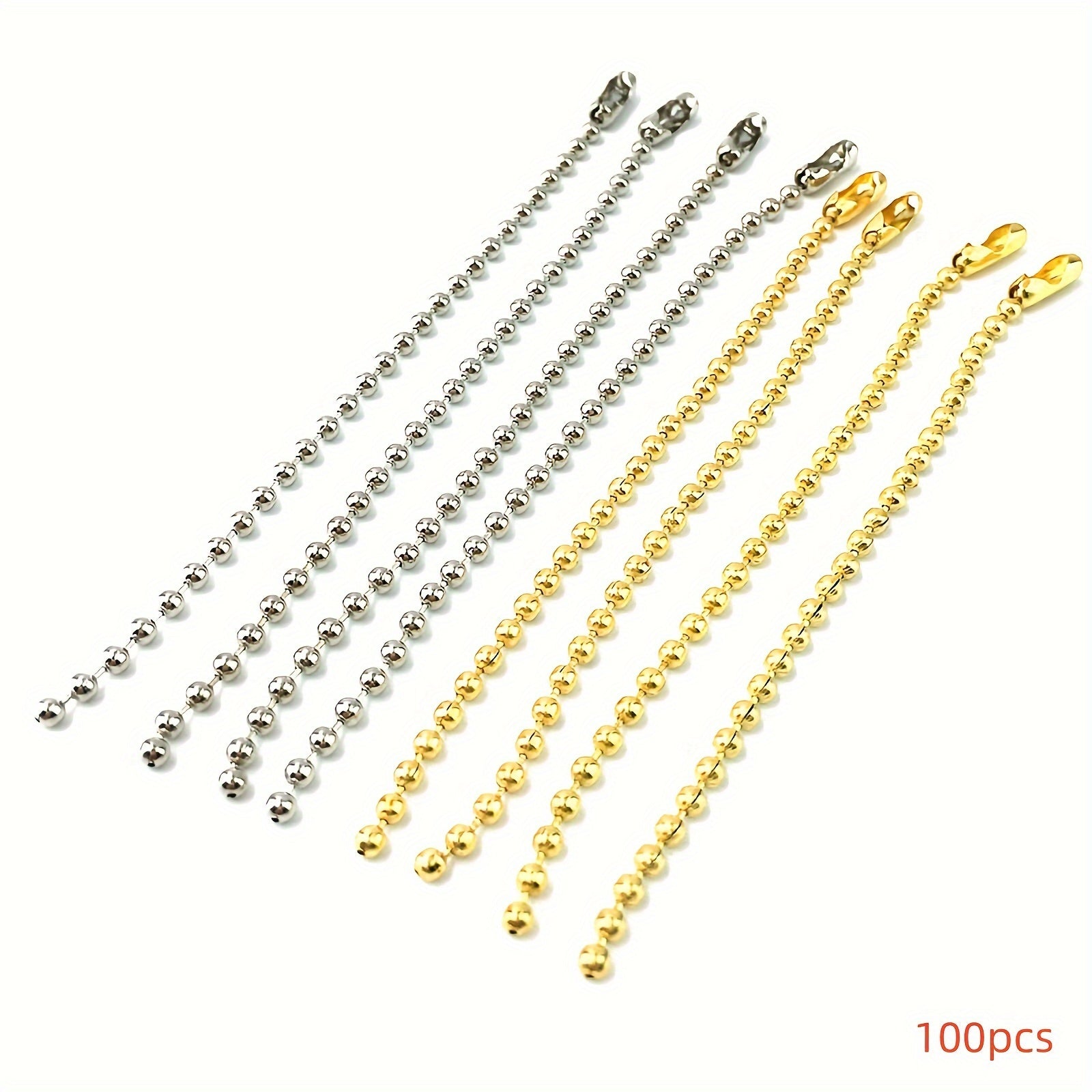 Set of 50 Gold and Silver 12cm Ball Chains for Jewelry Making