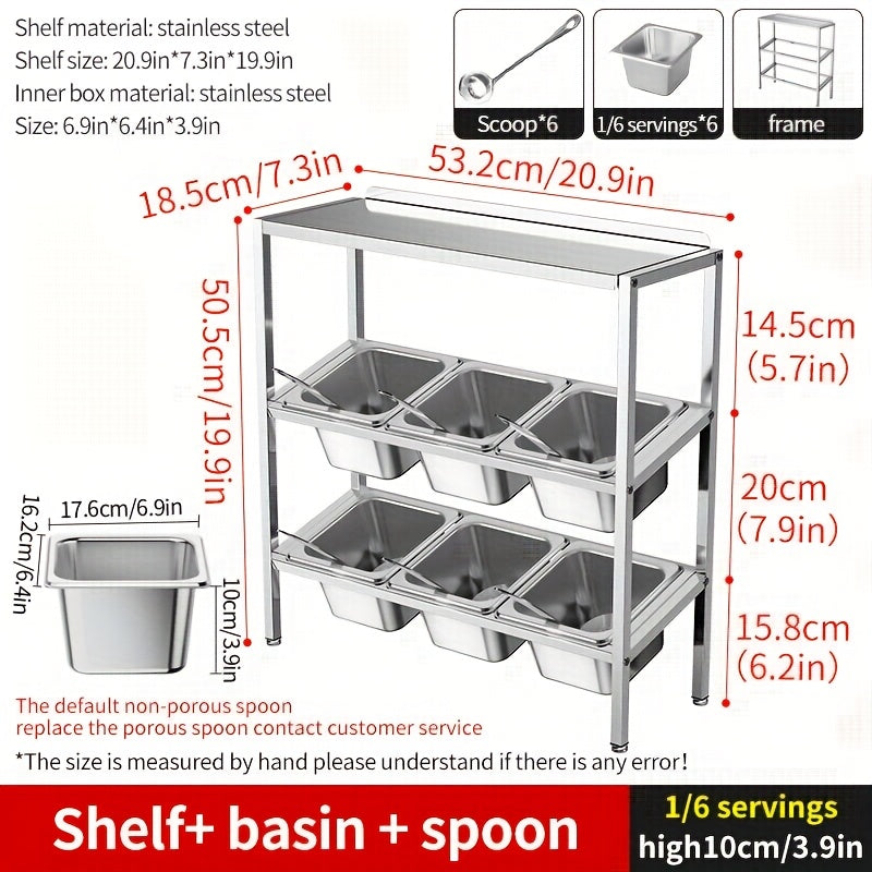 Stainless Steel 3-Tier Kitchen Organizer with Lids for Spices Fruits Storage