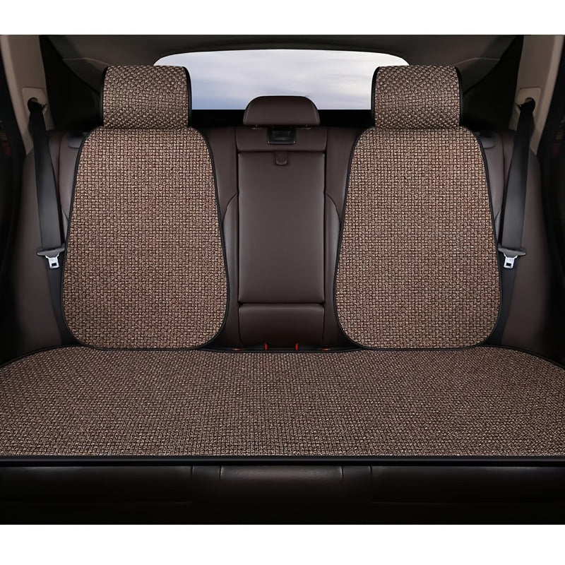 Conjunto de cojines para asiento de coche de lino transpirable, antideslizante, para todas las estaciones, universal