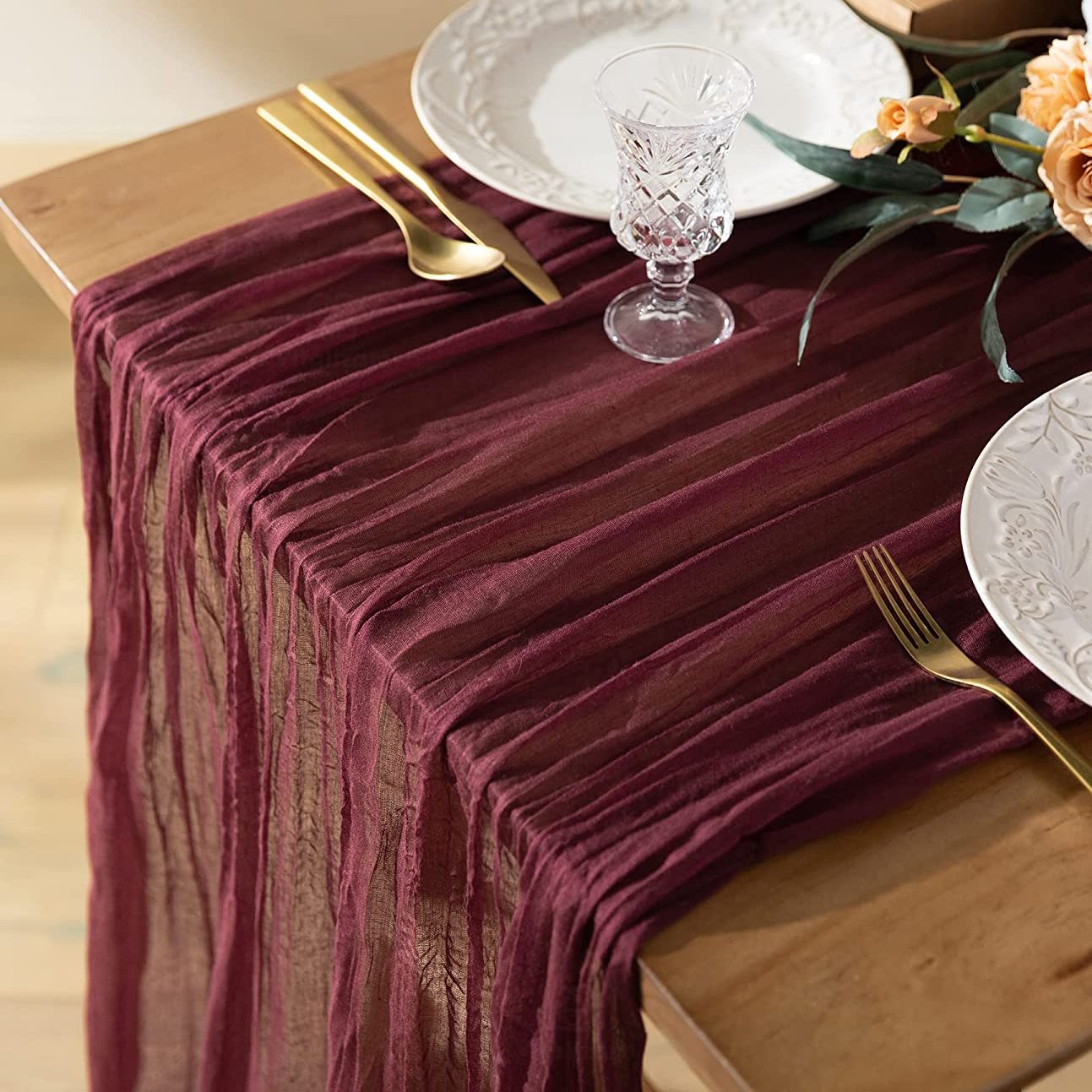 Camino de mesa de gasa de gasa para bodas, fiestas y decoración del hogar