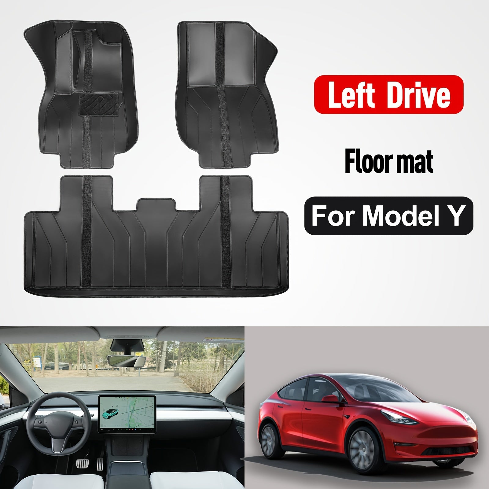 Car Floor Mats For Tesla Model Y 2021-2023 3/6 Pieces Interior Accessories