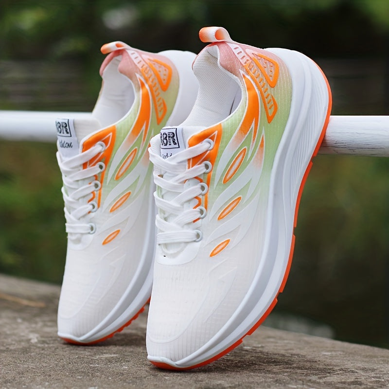 Men's Mesh Sneakers with Breathable Upper, Non-Slip Rubber Sole, EVA Insole, Round Toe, Lace-Up, Striped Pattern, Casual Sports Shoes for Spring Summer Fall