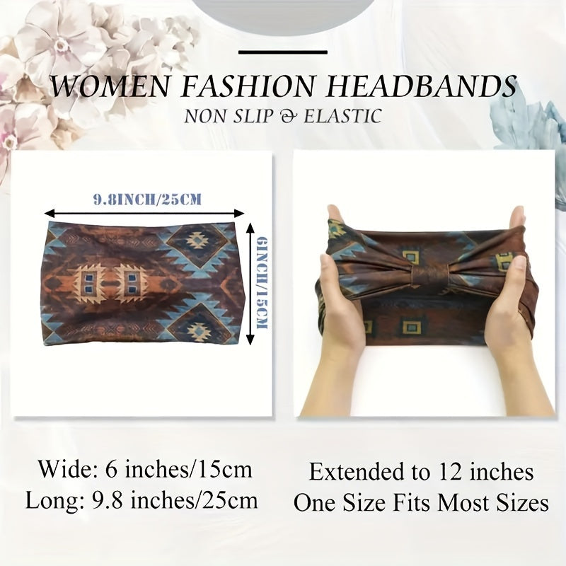 Women’s Boho Polyester Knit Crochet Headband for Yoga Running and Sports