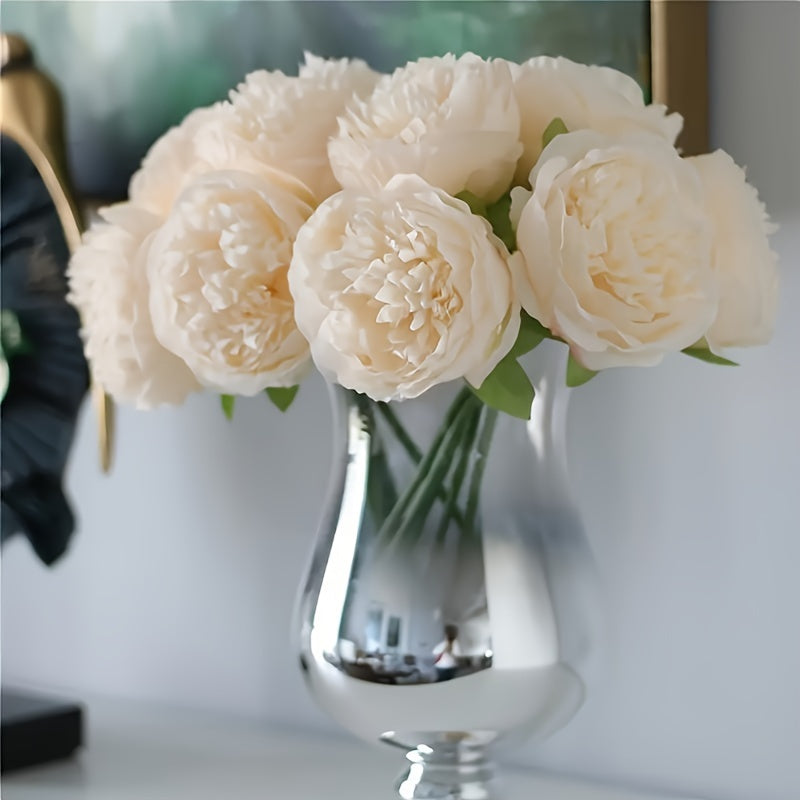Artificial White Peonies with Wire Stems 32cm for Weddings Home Decor Holidays