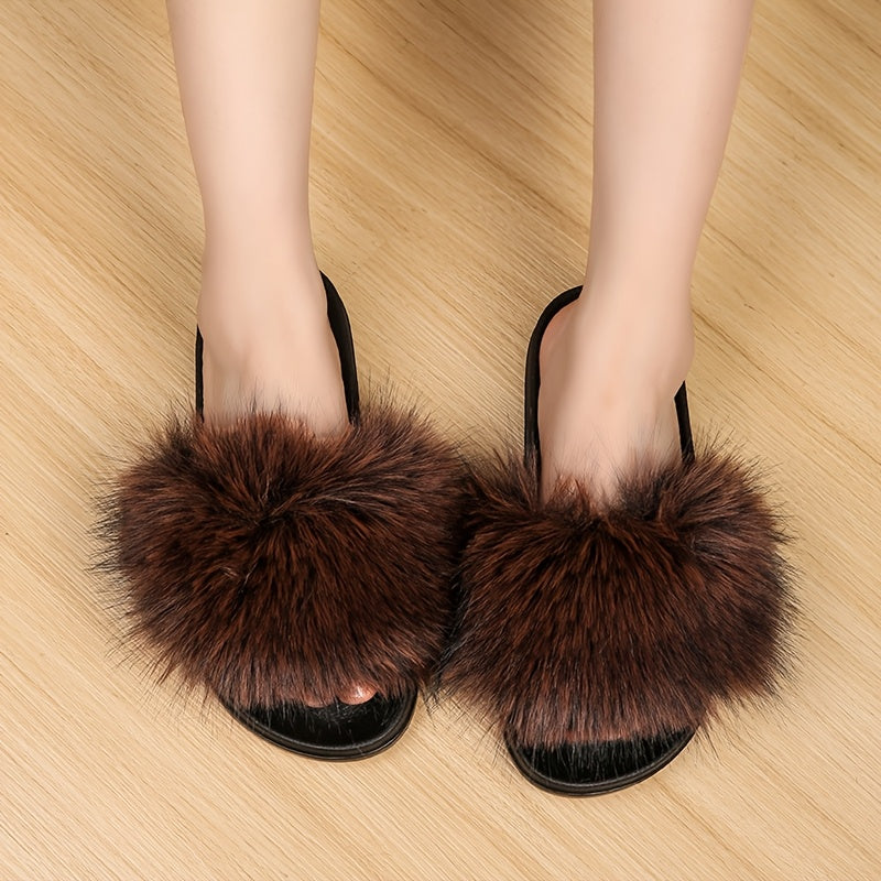 Women’s Fuzzy Slip-On House Slippers with Cushioned Comfort and Anti-Slip Sole