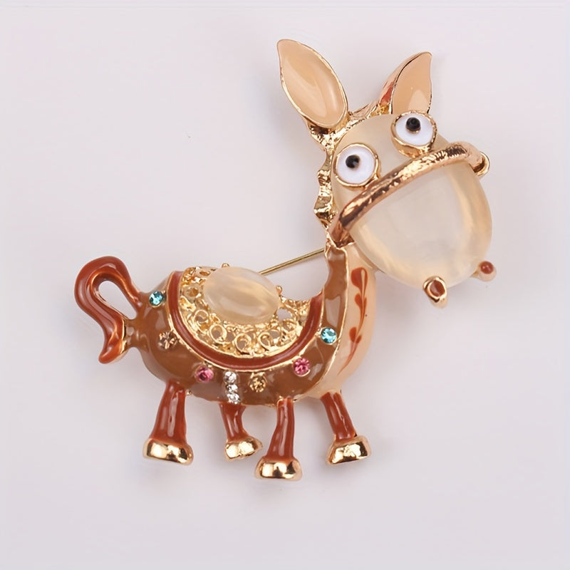 Ayollar uchun vintage ilhomlangan rhinestone eshak brosh pin, g'ayritabiiy retro aksessuar