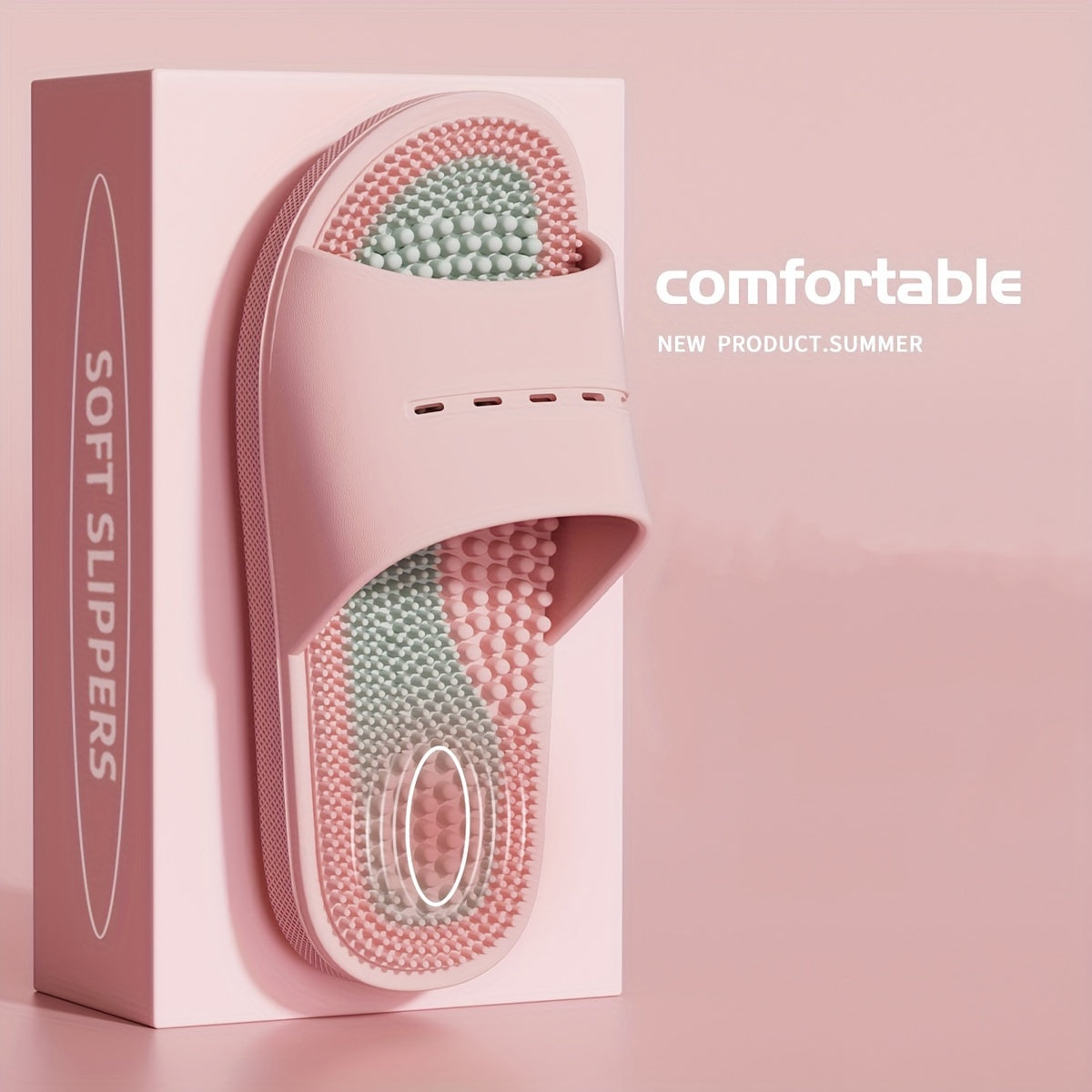 Unisex Non-Slip Rubber Slippers for Home Bathroom Multi-Coloured