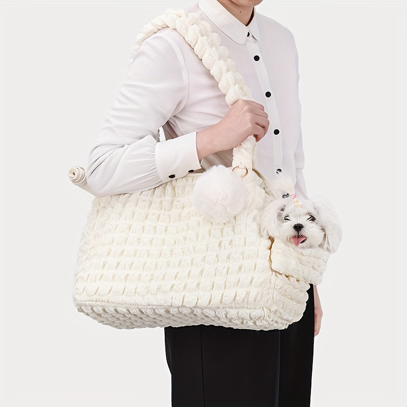 Small Dog Shoulder Bag Polyester Cloud Bubble Style Diagonal Carry