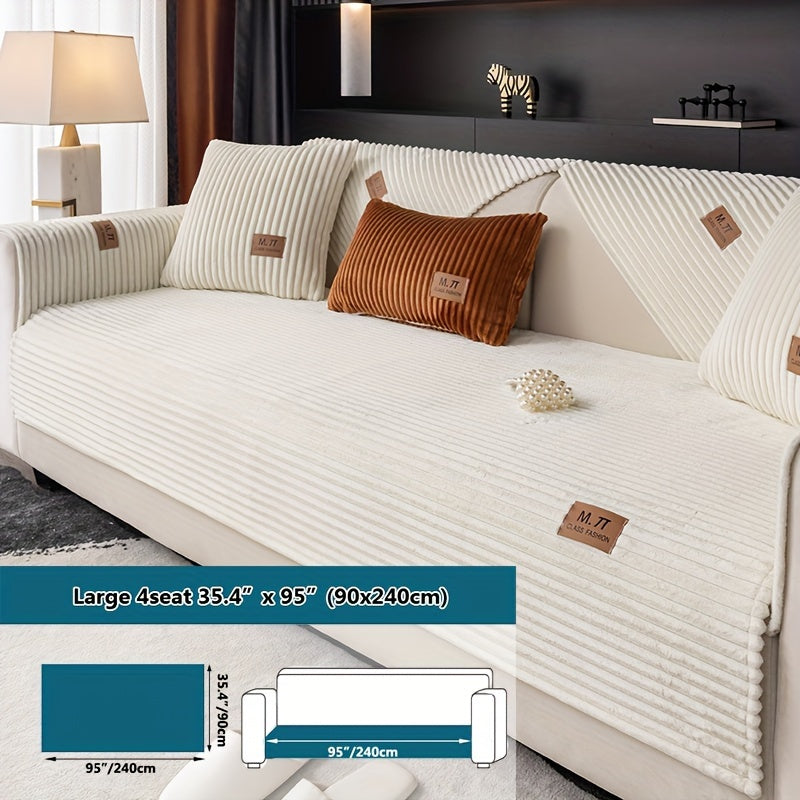 Плюшевый чехол на диван, толстый, теплый, зимний, противоскользящий, современный, дружелюбный к питомцам, для гостиной, спальни, офиса