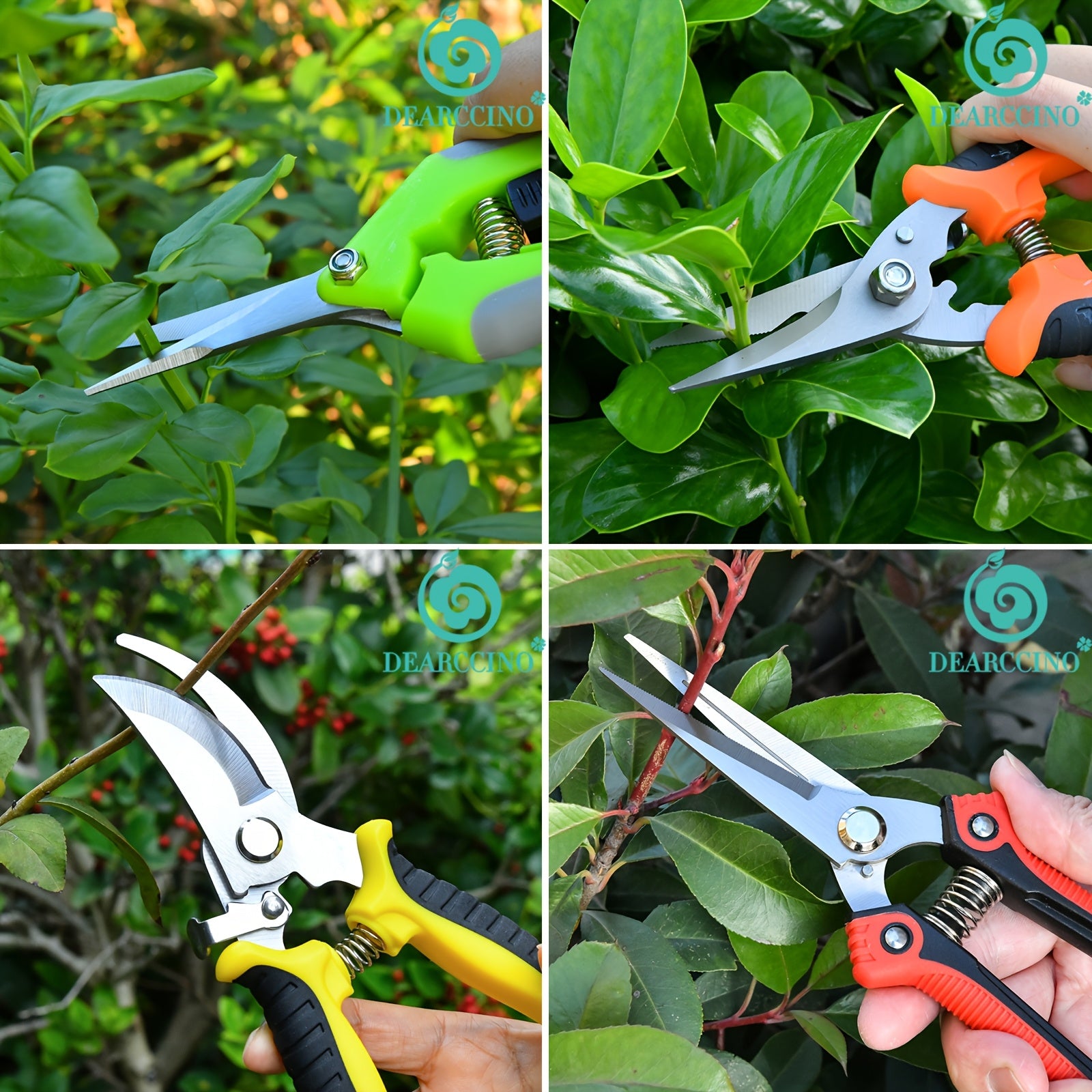 Set of 4 Stainless Steel Garden Pruning Scissors for Gardening and Fruit Picking