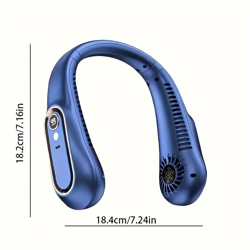 Bladeless Hanging Neck Fan USB Rechargeable 5 Speeds Digital Display Portable Outdoor Sports