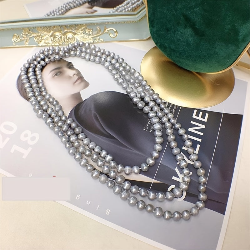 Natural Luster Beaded Necklace for Women 7-8mm Stylish Versatile Jewelry