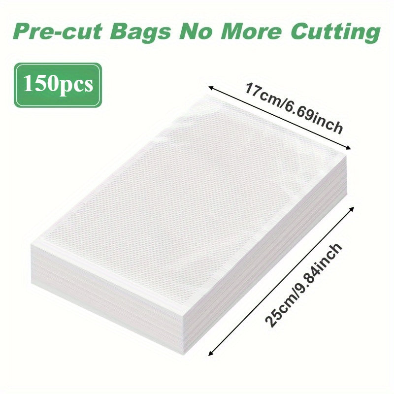 150 BPA-Free Vacuum Sealer Bags for Food Storage Moisture-Proof Durable Transparent