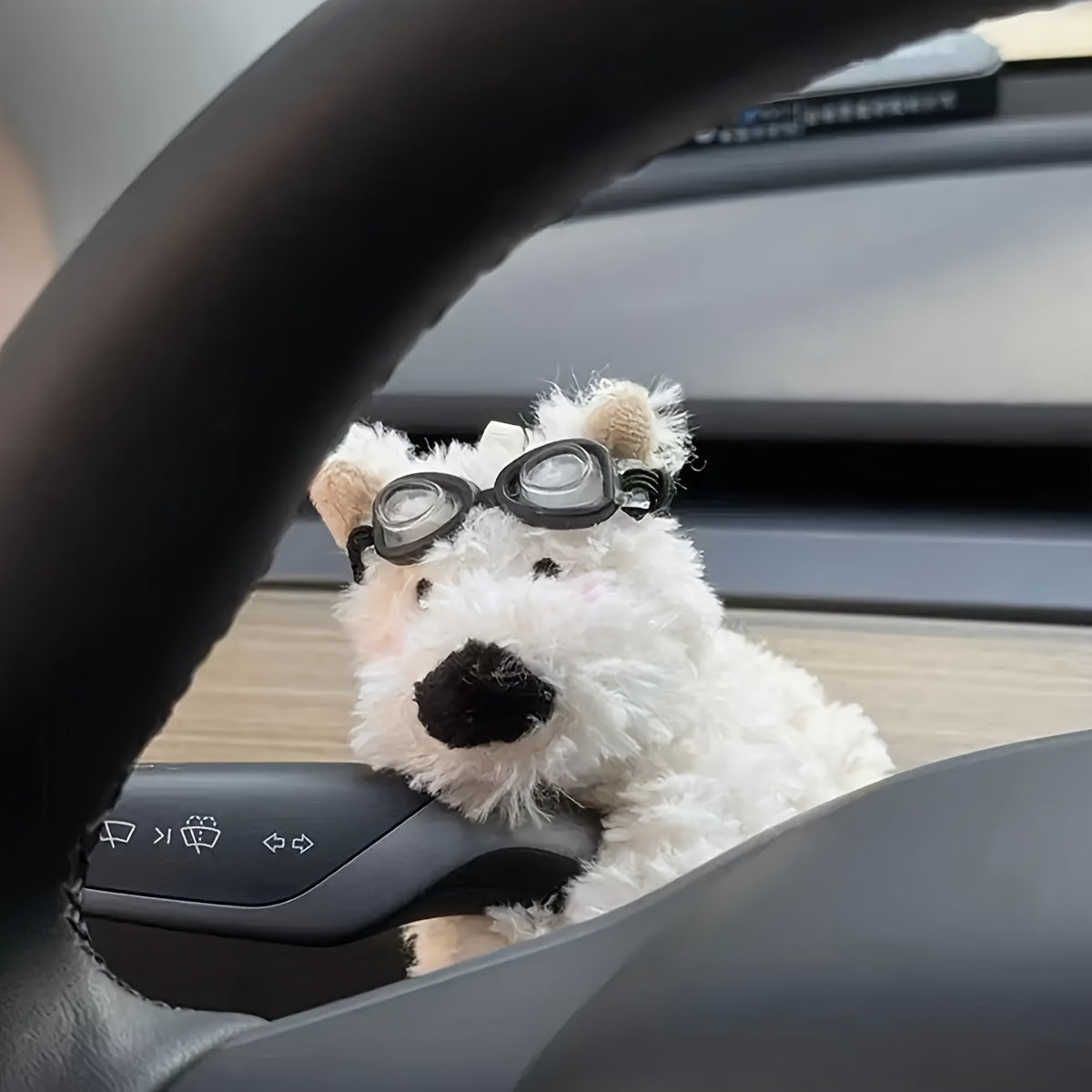 Unisex Fabric Plush Puppy Car Decor Soft Dashboard Accessories