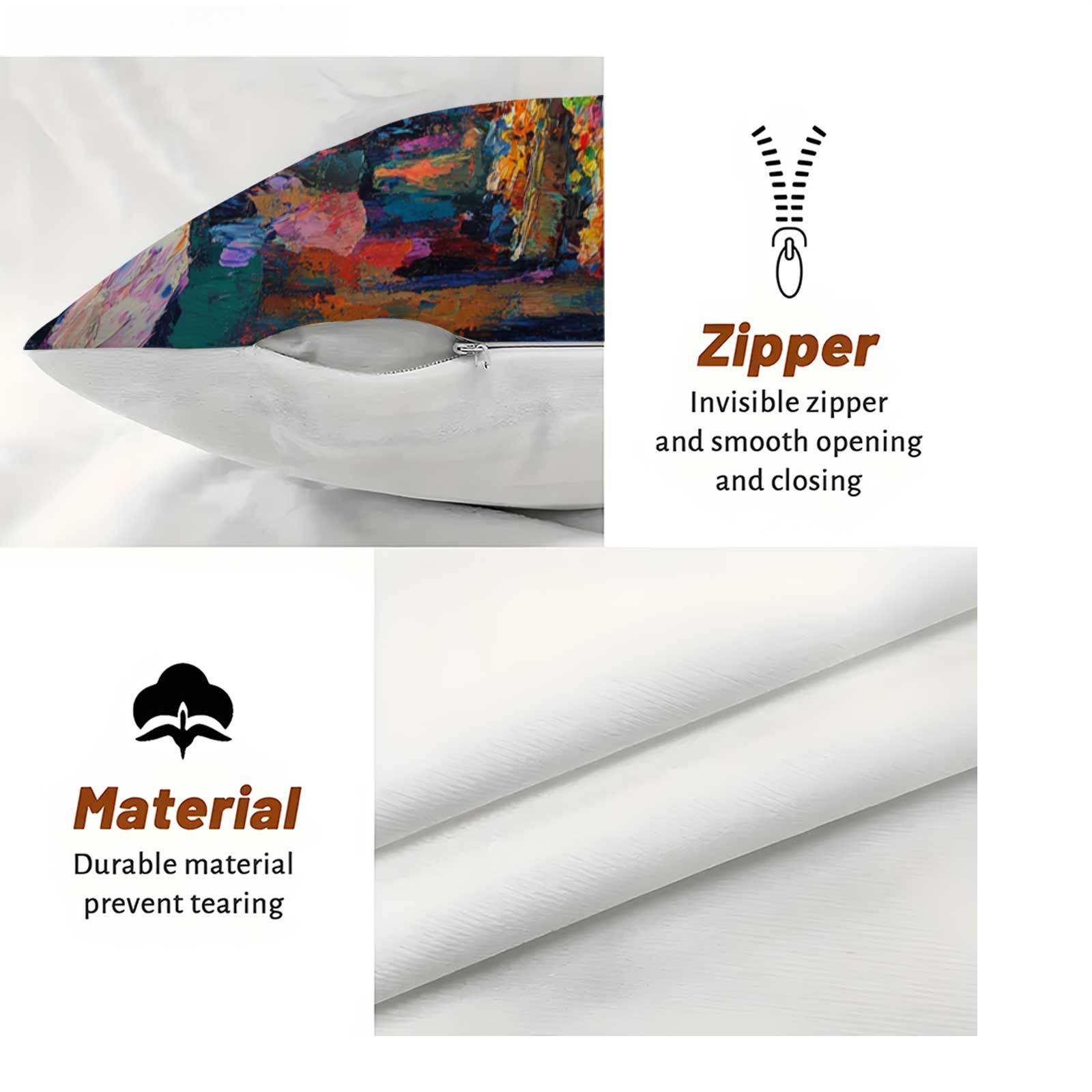 Set of 4 Abstract Art Throw Pillow Covers Zipper Closure Machine Washable for Office Chairs