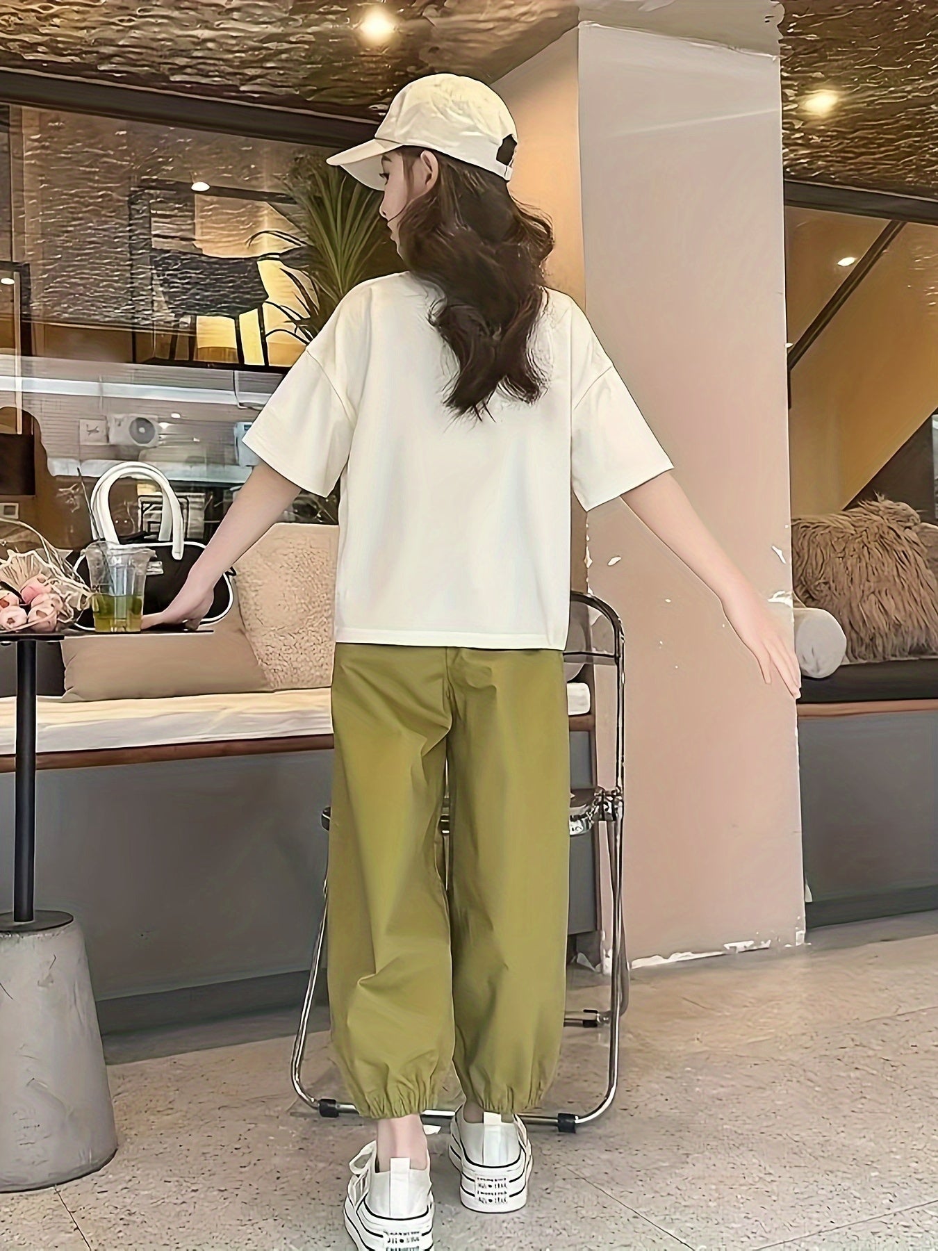 Girls Streetwear Outfit 2PCS Short Sleeve Tee and Baggy Pants Summer Casual Clothing