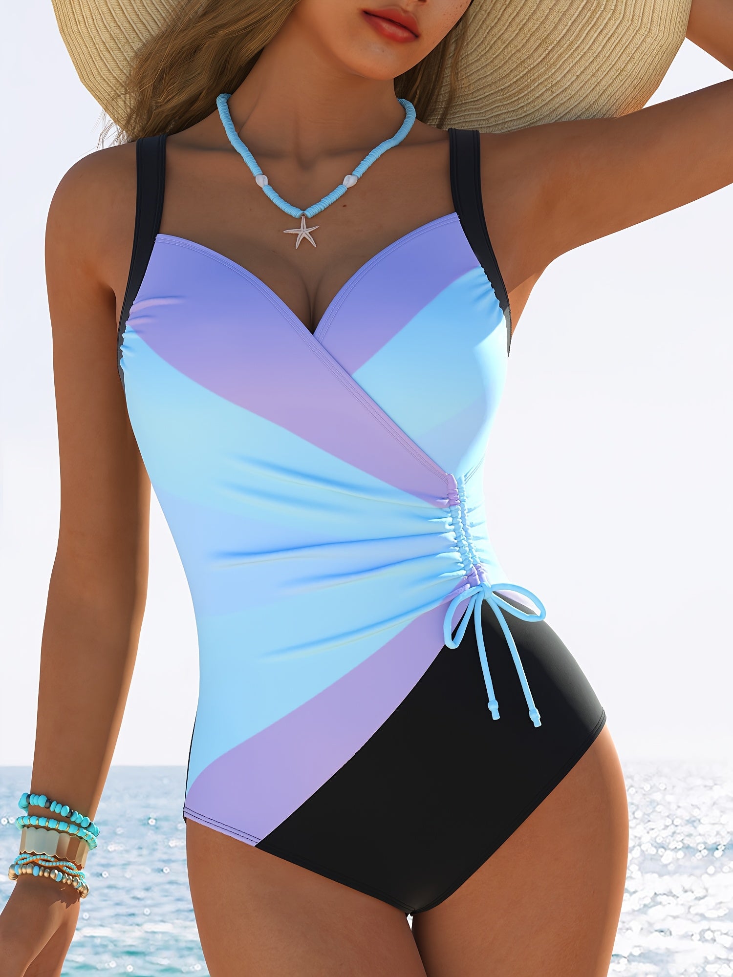 Women's Sports One-Piece Swimsuit Solid Color High Stretch Polyester Knit