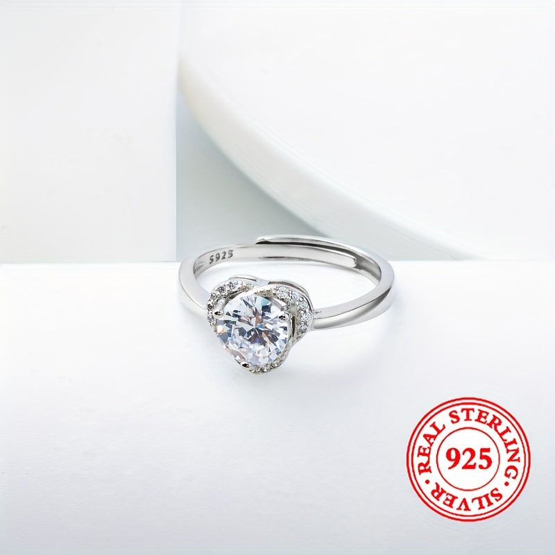 Sterling Silver Heart Jewelry Set with Synthetic Zirconia Necklace Earrings Ring for Valentine's Day or Wedding