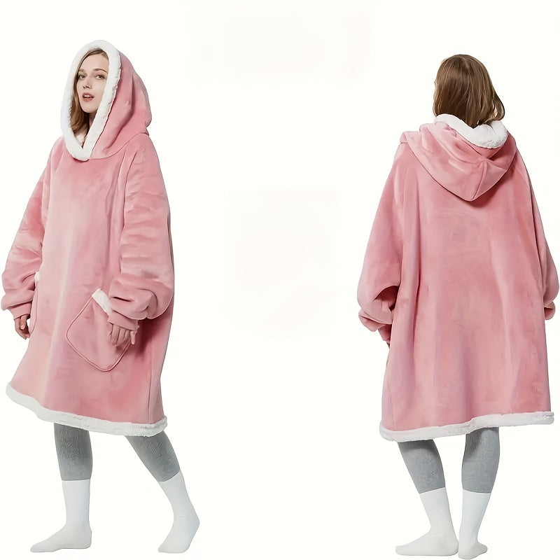 Manta vestible de tamaño extra para hombres y mujeres, suave franela con bolsillo frontal