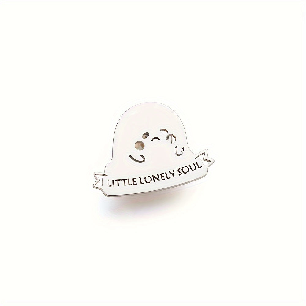 Stainless Steel Ghost Lapel Pin Halloween Edition Minimalist Cute Women Accessory