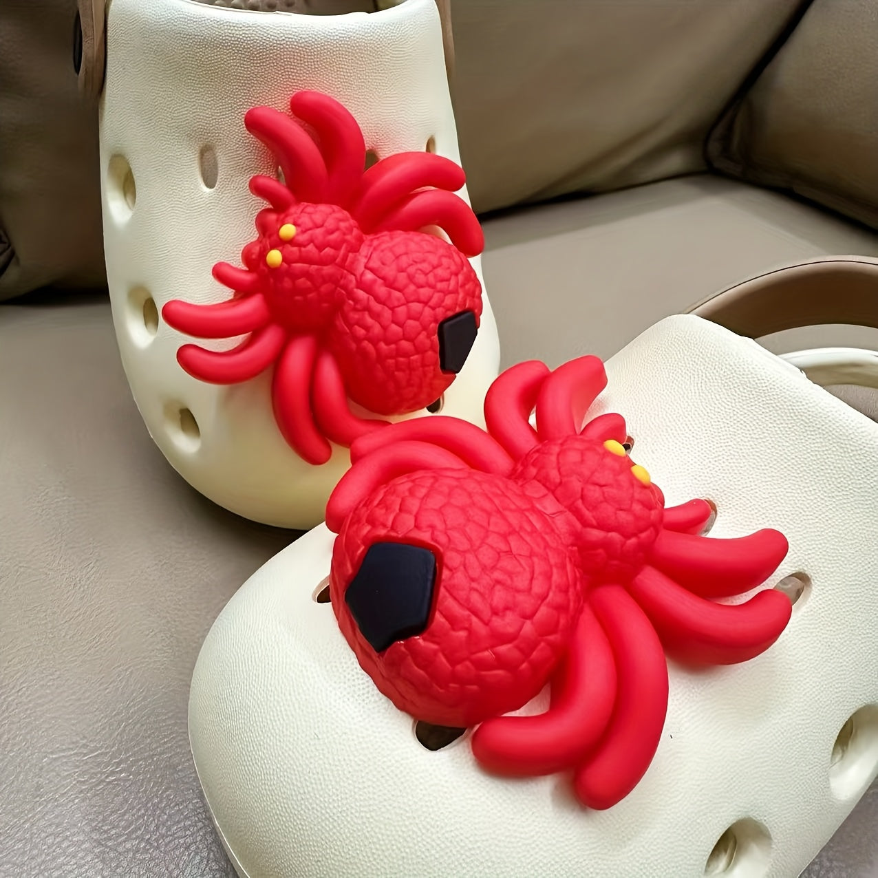 Women's Hole Shoes with 3D Floral Buckles and Spider Accessories