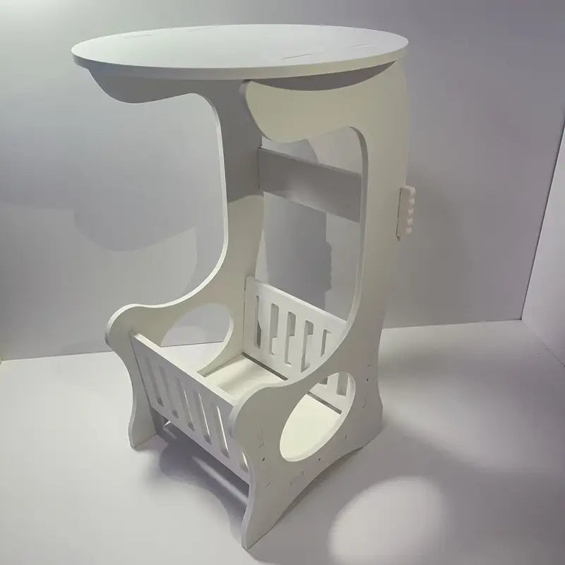 Armario de noche mini portátil blanco mesa redonda compacta para viajes y uso en el hogar