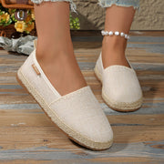 Women's Slip-On Loafers Beige Ivory Light Brown Cushioned Sole Casual Office Shoes