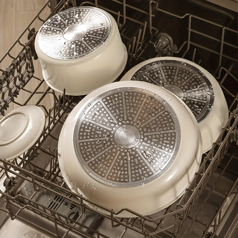 15 ta alyuminiy idish-to'plam, ajratiladigan tutqichlar bilan, uy oshxonasi uchun ideal; Qovurish panasi, sosli panasi va qovurish panasi kiradi.