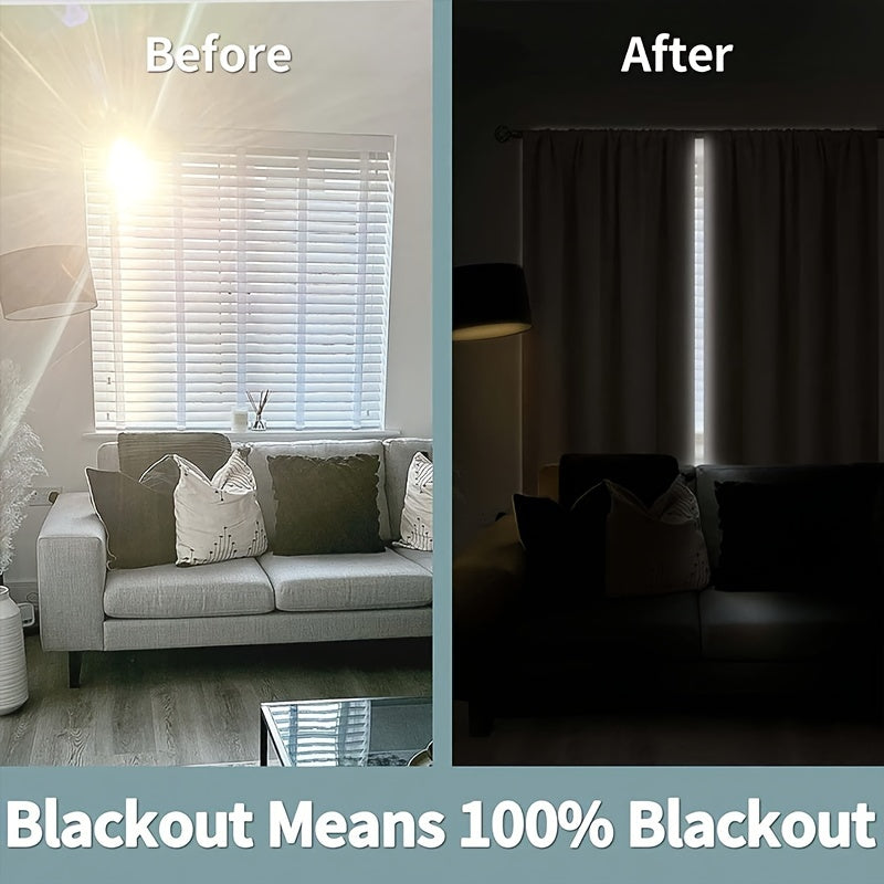 Blackout Curtain Single Panel Black Thermal Insulated Light-Filtering Drapery for Bedroom and Living Room