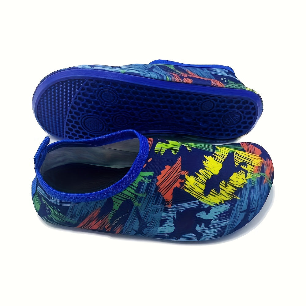 Kids Water Shoes Slip-On Dinosaur Print Quick Dry Outdoor Casual