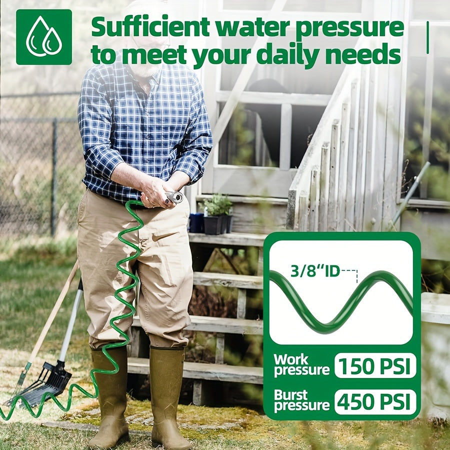 Lightweight Garden Coil Hose Set with EVA Material 7-Function Water Gun 7.5/15/20m