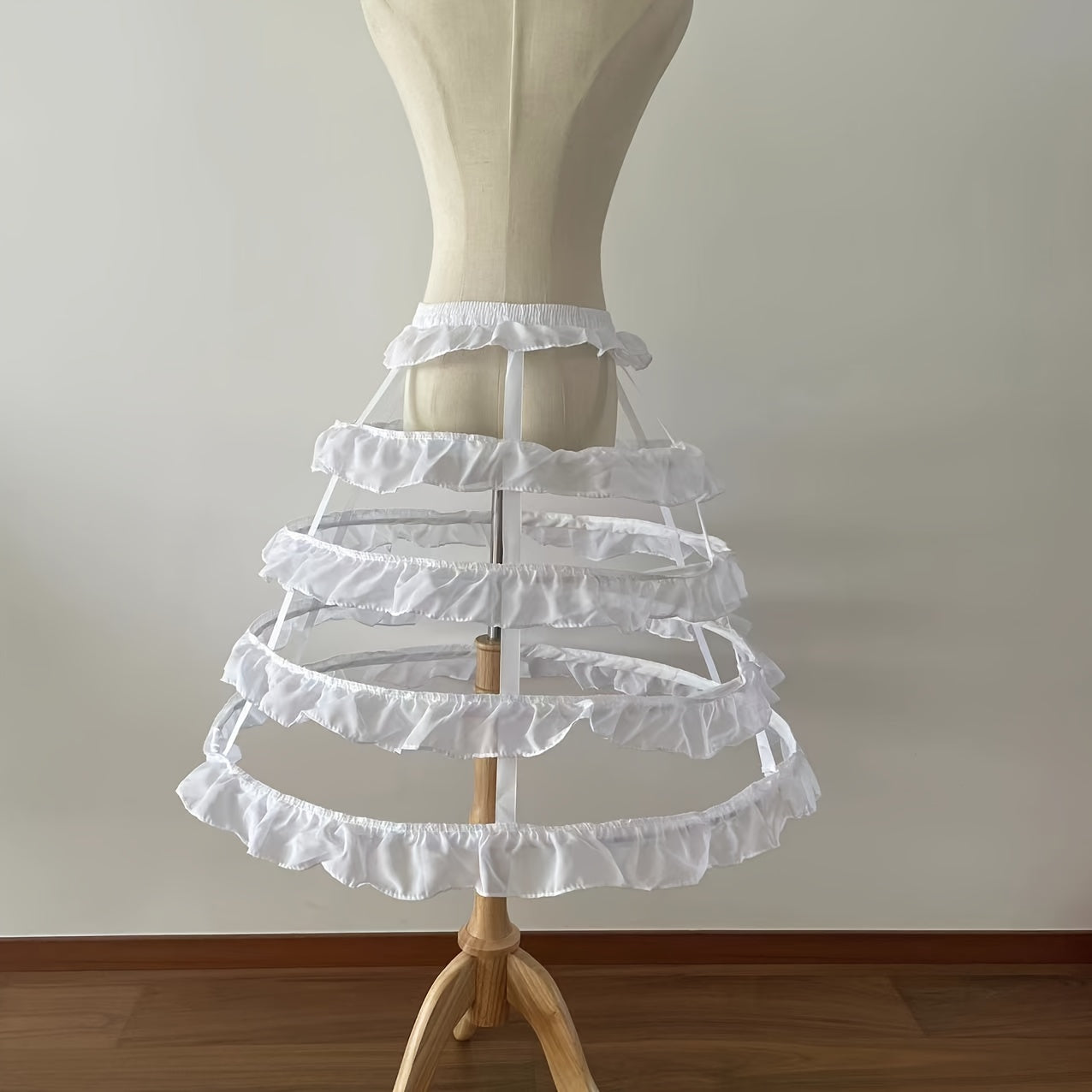 Women's Underskirt with Steel Hoops and Frilly Accent in White or Black for Wedding Dresses and Costumes