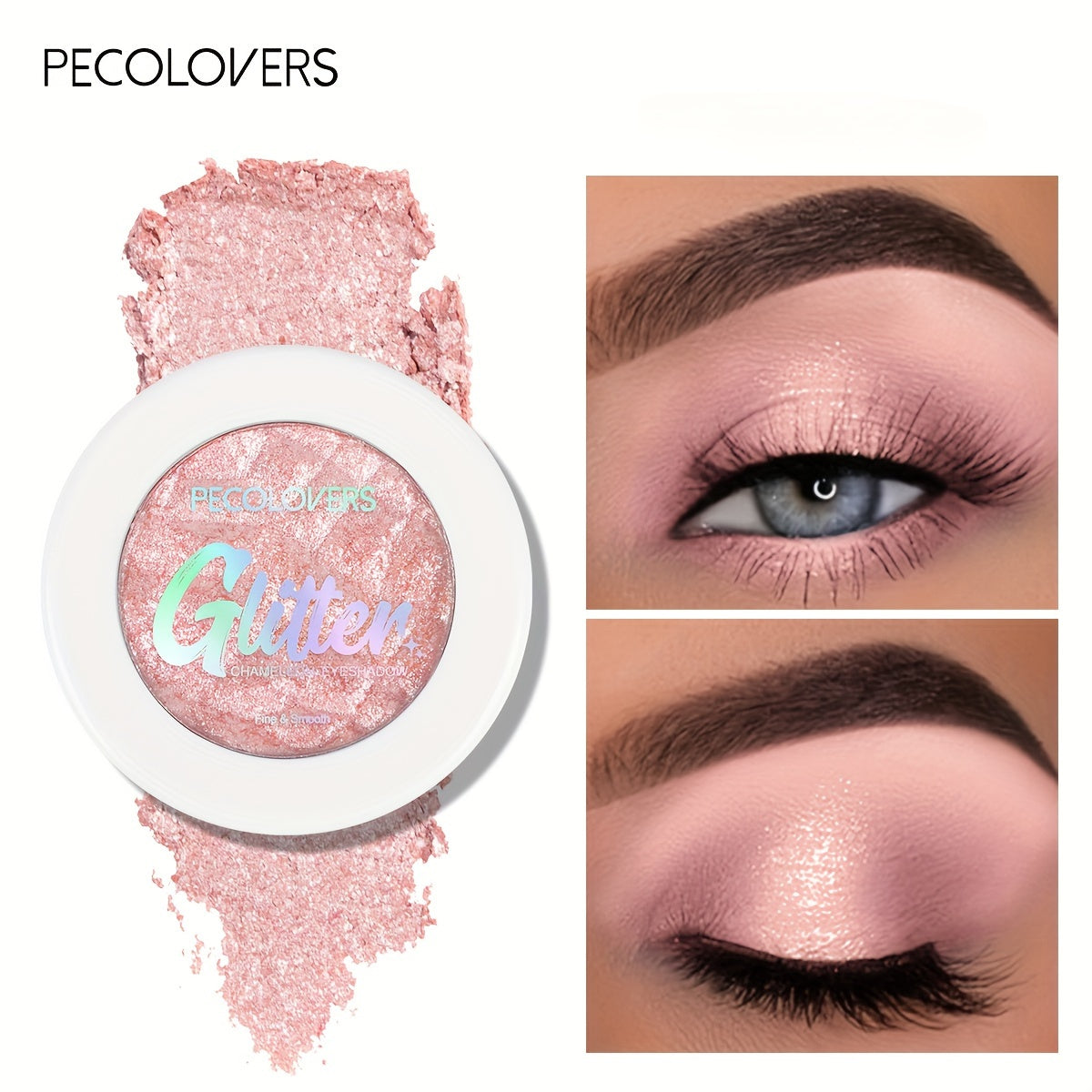 Women Sparkling Metallic Eyeshadow Nude to Gold Shimmer Glitter