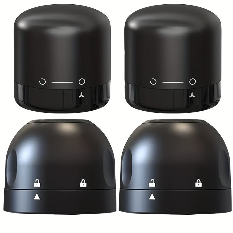 Set of 4 Black Leakproof Wine and Champagne Bottle Stoppers for Bars and Restaurants