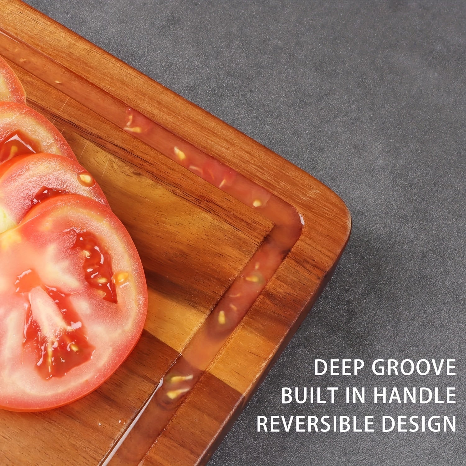 Large Bamboo Cutting Board with Juice Groove, Butcher Block, Food Safe Serving Tray