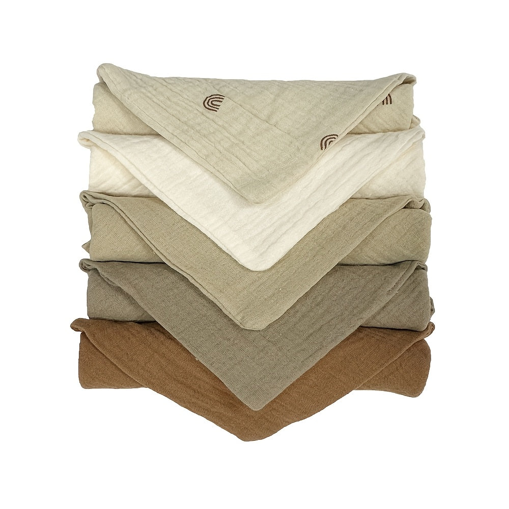 Набор из 5 муслиновых пеленок Youngsters 100% - 4 слоя гипоаллергенных полотенец для лица, успокаивающих слюну - Пеленки размером 22.86x22.86 см - Необходимы для детей - Идеально подходят для мальчиков и девочек (случайные цвета)