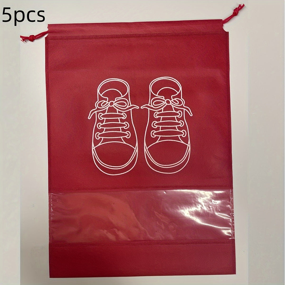 5 Pack Waterproof Shoe Storage Bags with Drawstring Non-Woven Fabric for Travel and Closet Organization