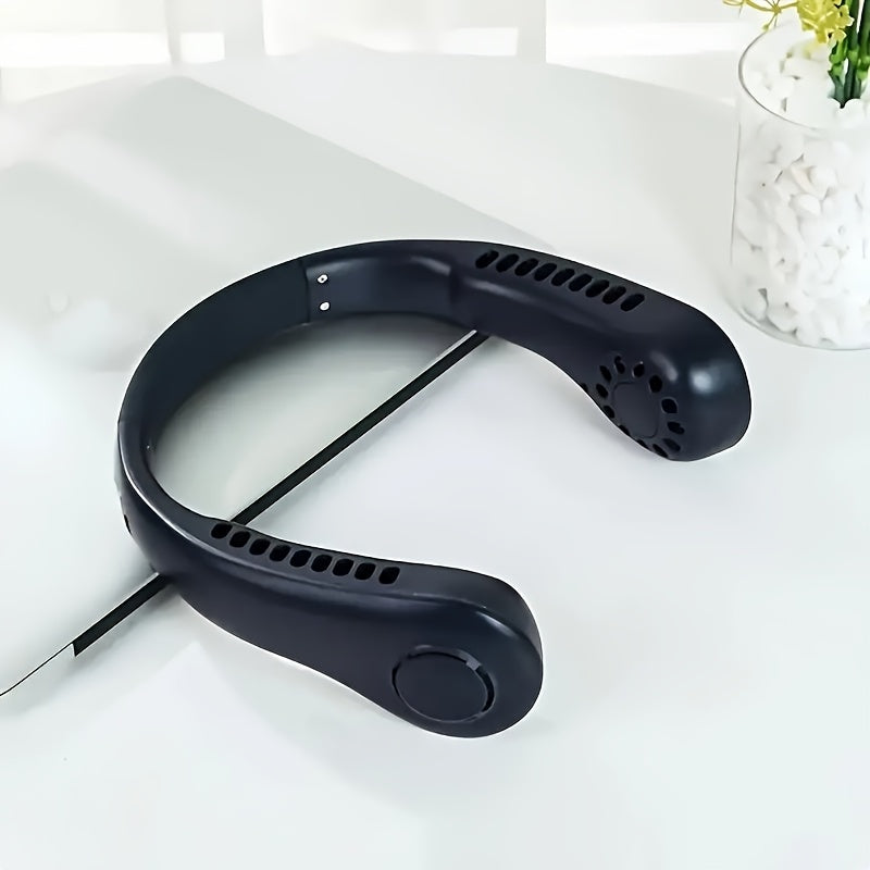 Portable USB rechargeable neck fan with long-lasting battery for home office outdoor use
