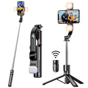 45 Inch Selfie Stick with Fill Lights, Upgraded Tripod, Detachable Remote for iPhone and Android