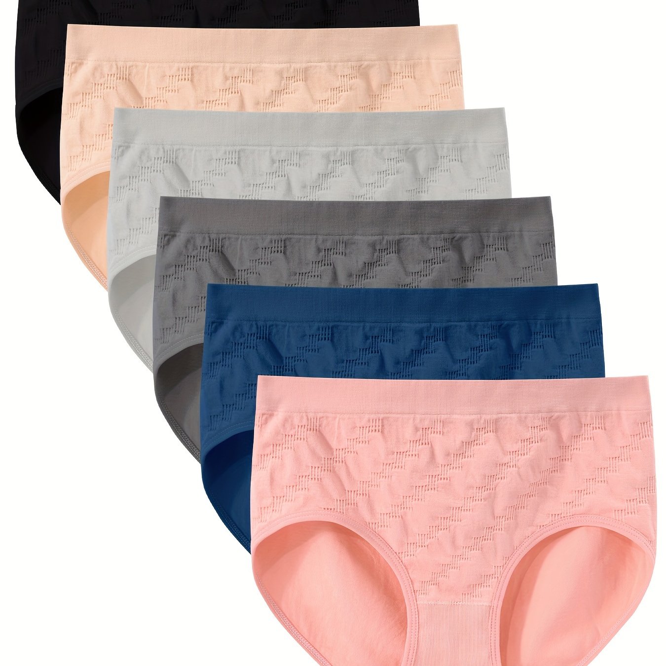 Women's Seamless Crotchless Mid-Waist Shorts Set 6 Pieces
