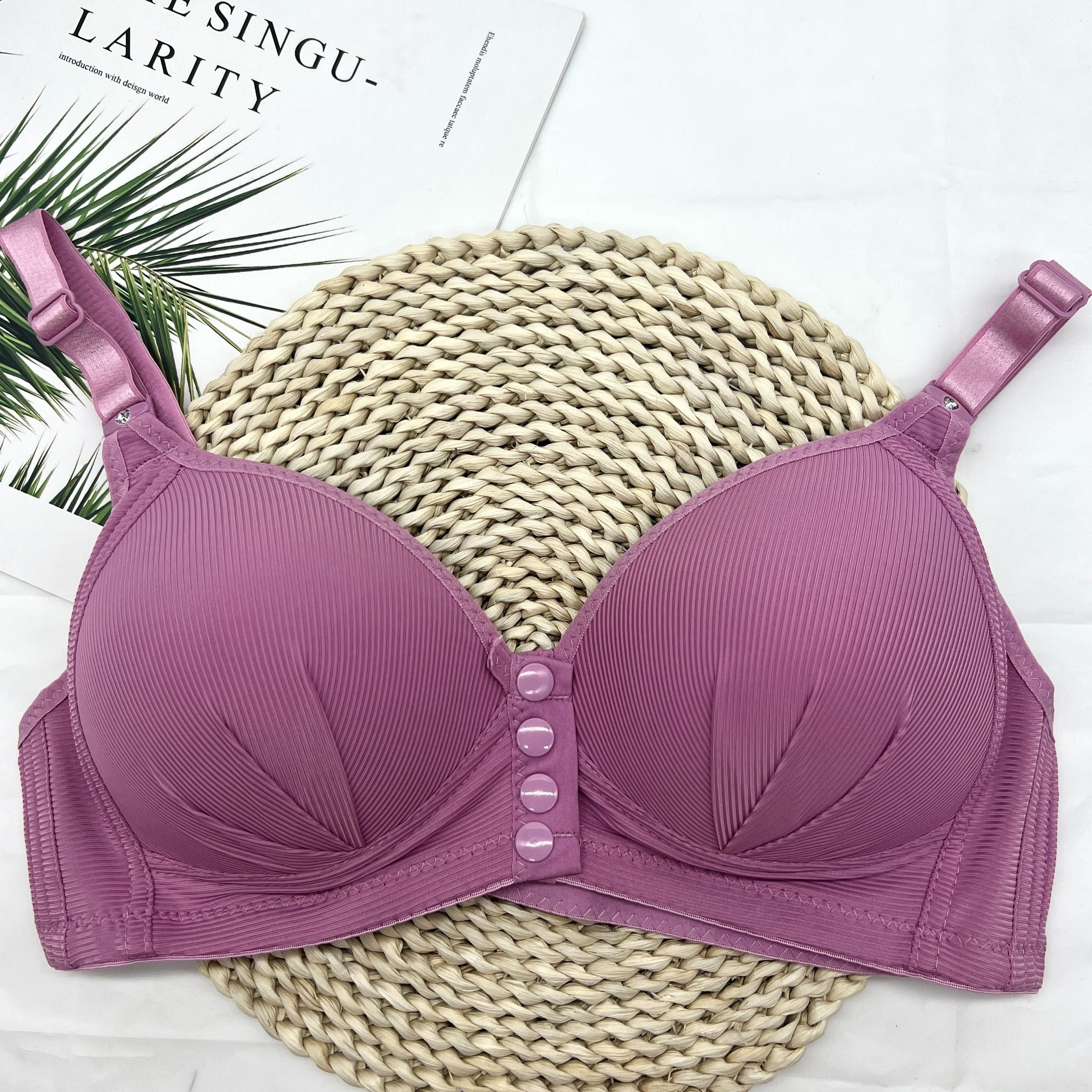 Pink Wireless Full Coverage Push-Up Bra for Women Nylon Elastane Non-Removable Pads