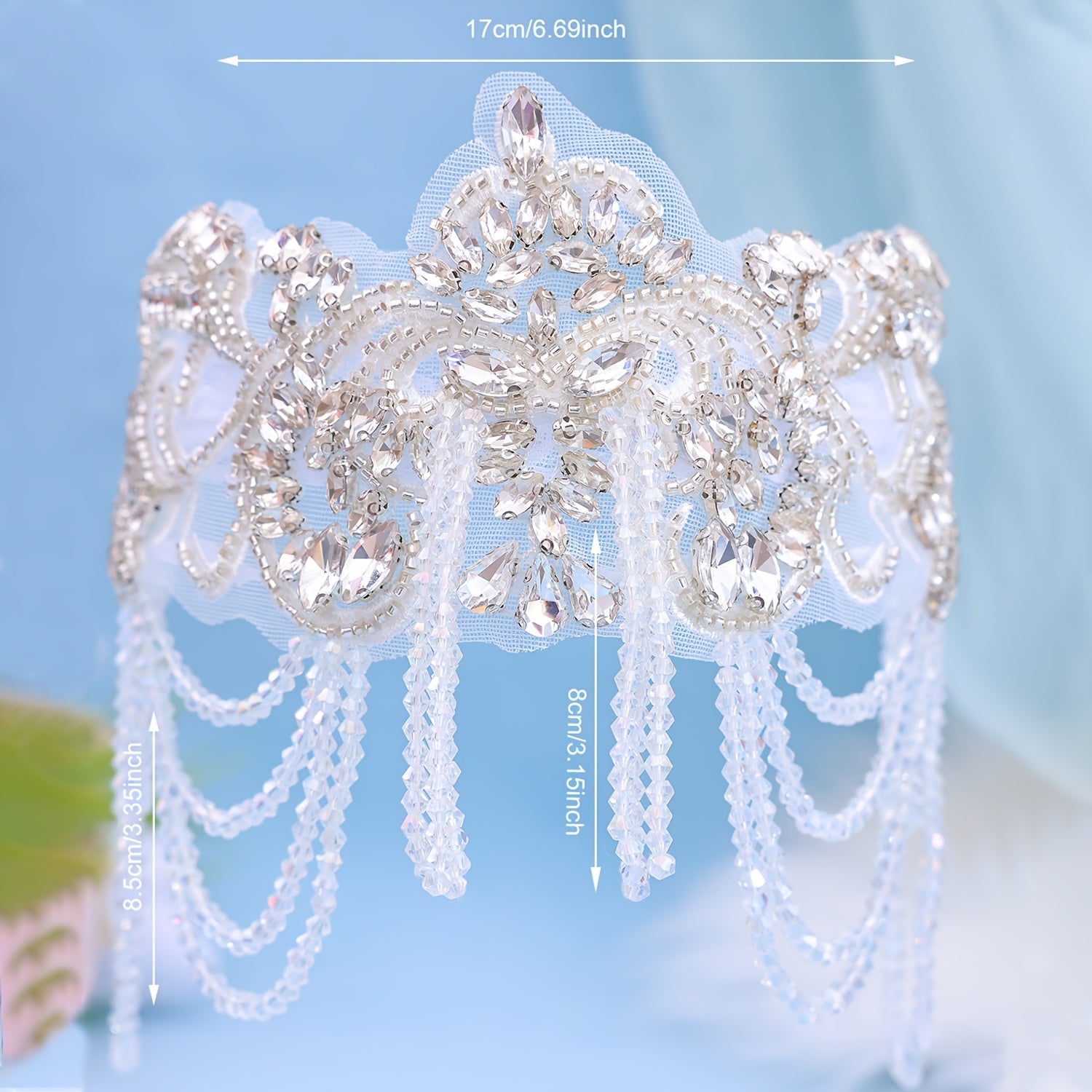 Women's Faux Hair Crown Wedding Tiara Beaded Tassel Rhinestone Headband Bridal Accessory
