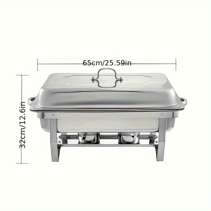 Rectangular Buffet Warmer Set with Lid Stainless Steel Hot Cup for Catering and Parties