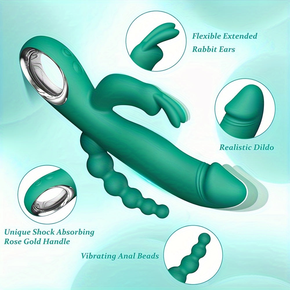 Women Silicone Thrusting Dildo Rabbit Vibrator G Spot Clitoral Massager