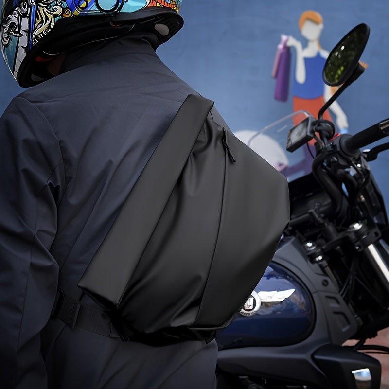 Men's Water-Resistant Oxford Chest Bag with Magnetic Closure and Ruched Detail for Daily Commutes