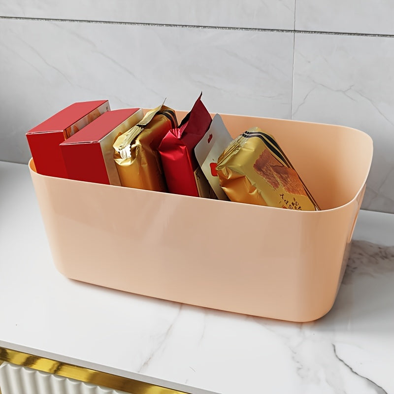 Large Plastic Storage Basket for Cosmetics and Sundries with Multiple Compartments