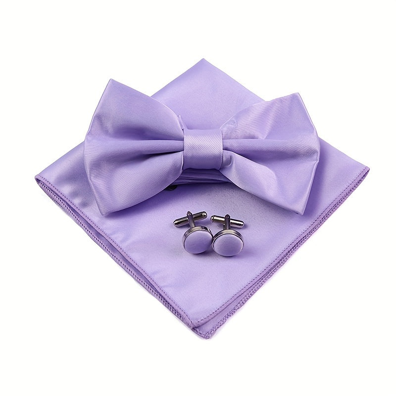 Мужской набор аксессуаров: квадратный шарф, бабочка, запонки, свадебный подарок