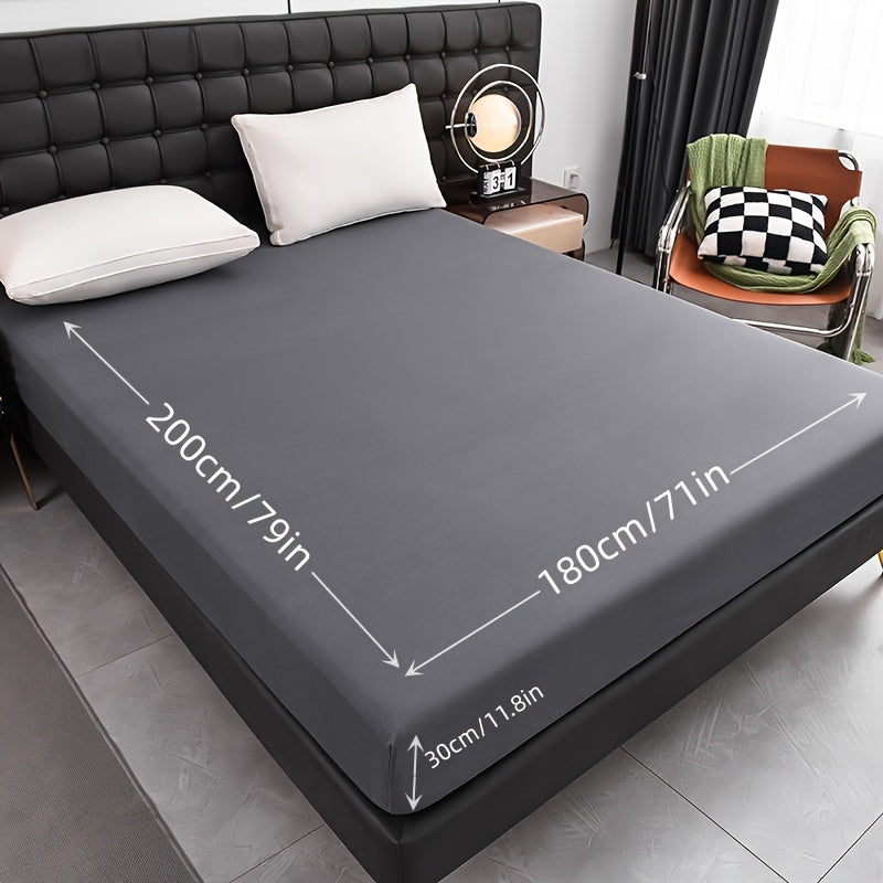 Waterproof Fitted Sheet Solid Black Breathable Deep Pocket Easy Care