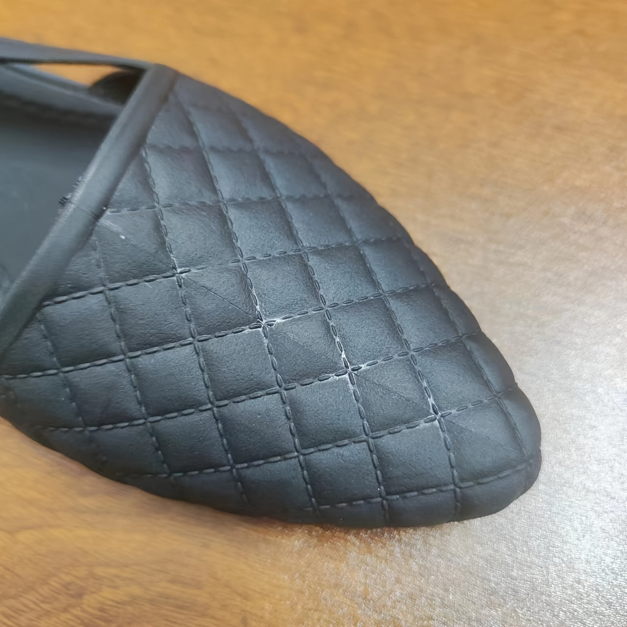 Women's Quilted PVC Sandals with Ankle Strap and Pointed Toe